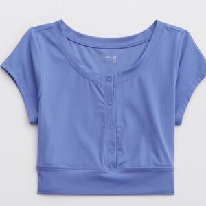 Offline by Aerie Real Me Henley Short Sleeve Purple XL